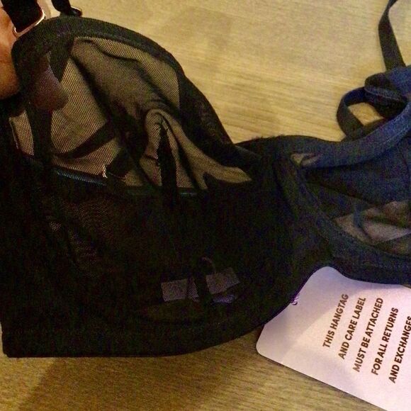 SAVAGE X FENTY (2 PC SET) SHEER BLACK ROBE (L) & BRA (32D) NWT - Picture 14 of 16